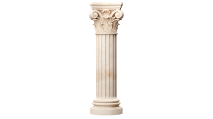 Classical Corinthian Column Architectural Elegance, white pillar , White column isolated on  a background, white column with a decorative design on it