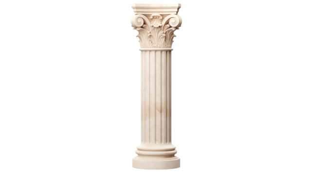 Classical Corinthian Column Architectural Elegance, white pillar , White column isolated on  a background, white column with a decorative design on it
