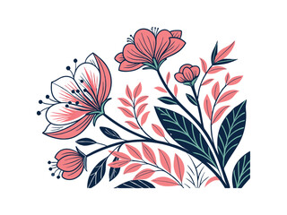 A vector floral pattern of abstract pink blossoms illustrates spring's beauty