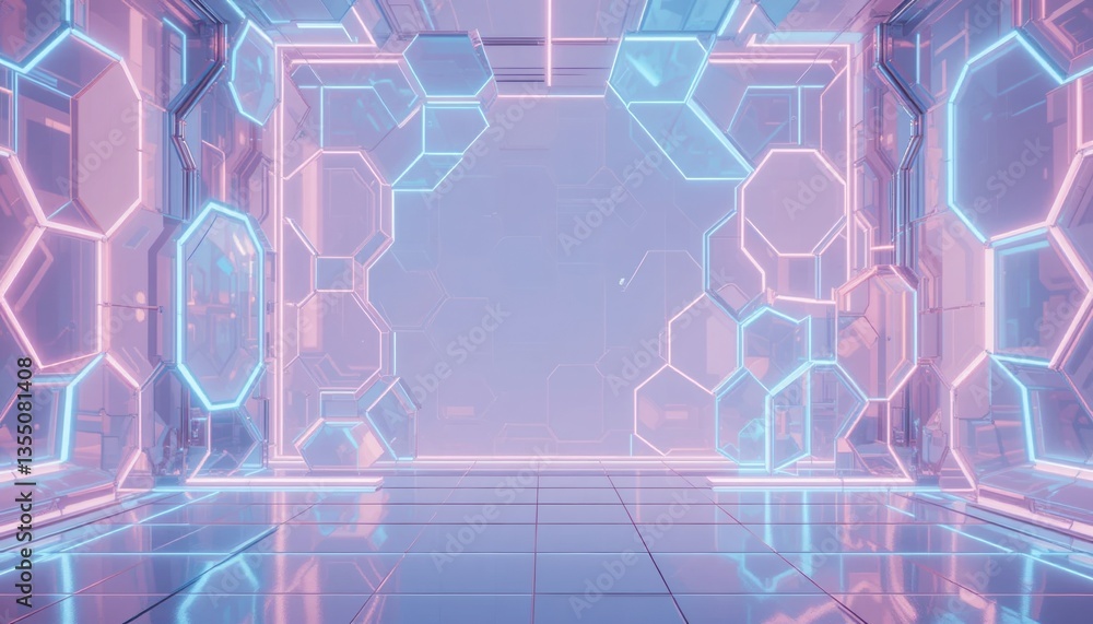 Aufkleber futuristic light display digital space visual art virtual environment immersive perspective modern d
