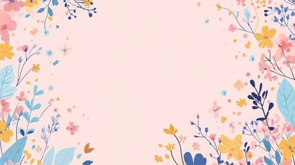 Floral border, pastel colors, spring, background, design element, use for web, social media, print