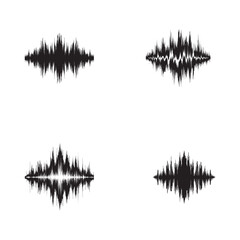 set collection black grunge effect vector sound waves flow isolated on a white background flat design
