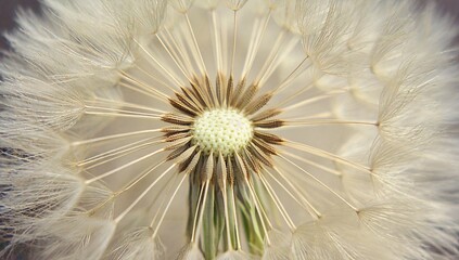 Delicate Dandelion Seed Head Macro, Abstract Floral Nature close-up