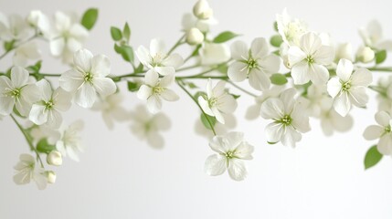 Fototapeta premium White blossoms branch, spring bloom, soft background, floral design