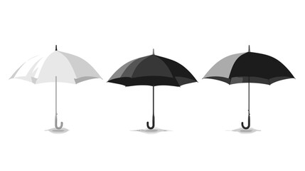 Fototapeta premium Set of modern umbrellas in three distinct styles showcasing different colors and designs for practical use in rainy weather