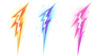 Colorful lightning bolts in modern illustration style showcasing vibrant energy and dynamic design elements
