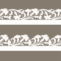 Seamless floral background with lace flowers.Vector hand made lace pattern with flowers