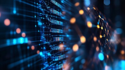 Abstract digital technology background featuring glowing lines and data points for modern visual representation : Generative AI