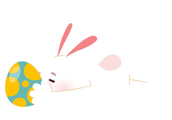 Cute rabbit Character with colorful Easter eggs for Easter celebrations