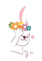 Cute rabbit Character with colorful Easter eggs for Easter celebrations
