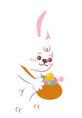 Cute rabbit Character with colorful Easter eggs for Easter celebrations