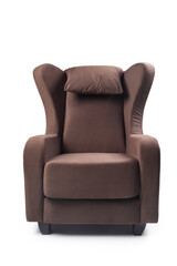 Accent chair brown color isolated white background