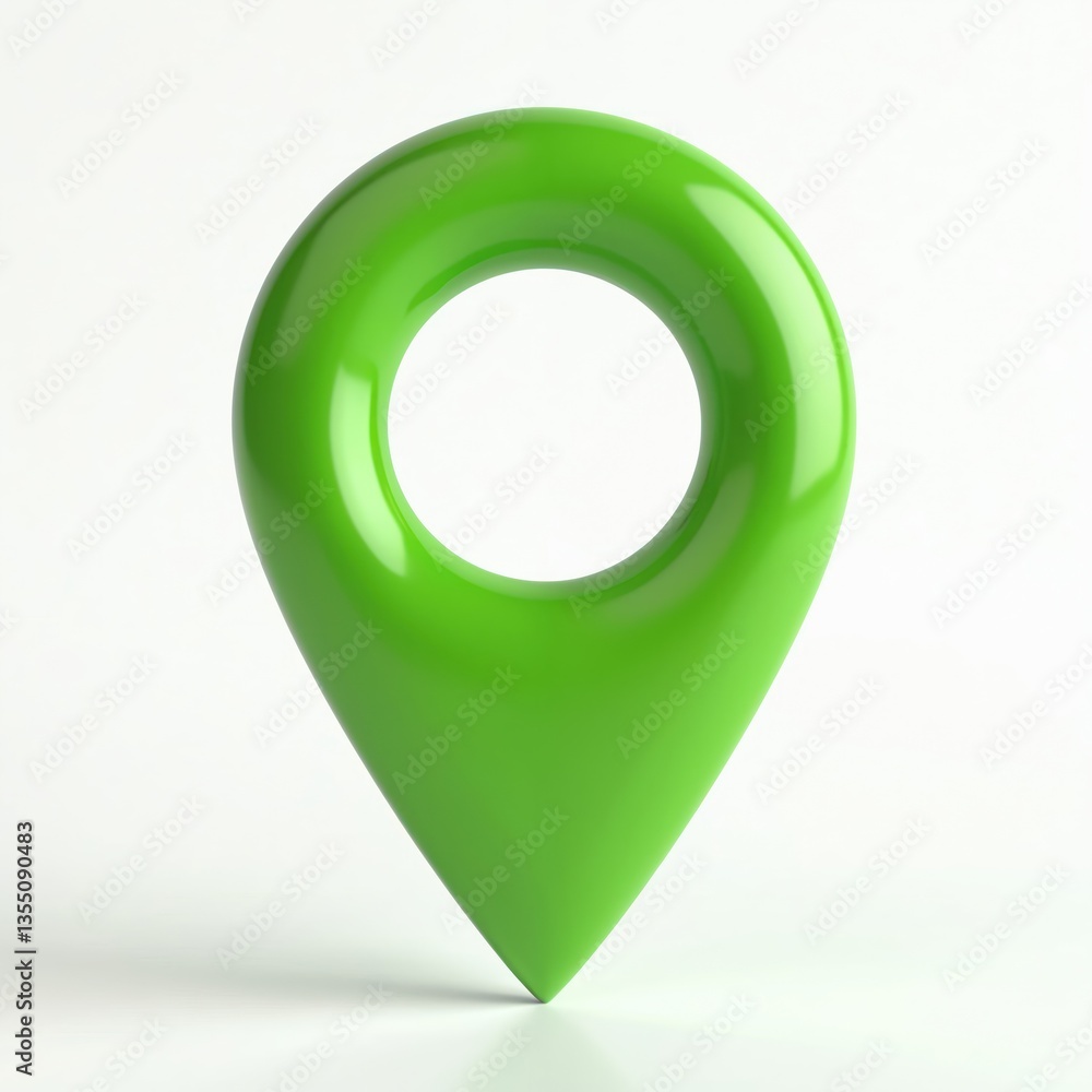 Aufkleber Isolated green location icon on transparent background. 3d map pin symbol. Navigation marker for travel, gps, direction, position, address, or geo-tagging.