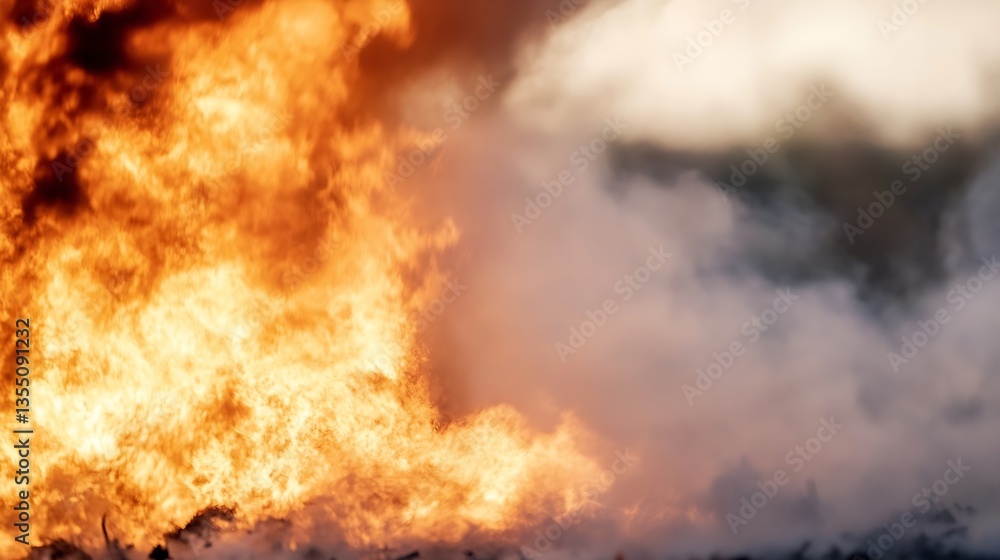 Aufkleber intense closeup of flames and smoke creating a dramatic visual scene : generative ai