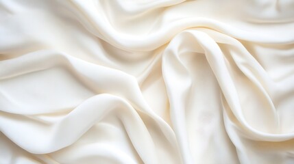 Fototapeta premium Elegant white fabric draped in waves creating a soft and luxurious texture backdrop : Generative AI