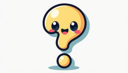 Fototapeta premium Cute kawaii-style question mark emoticon with a cheerful expression 