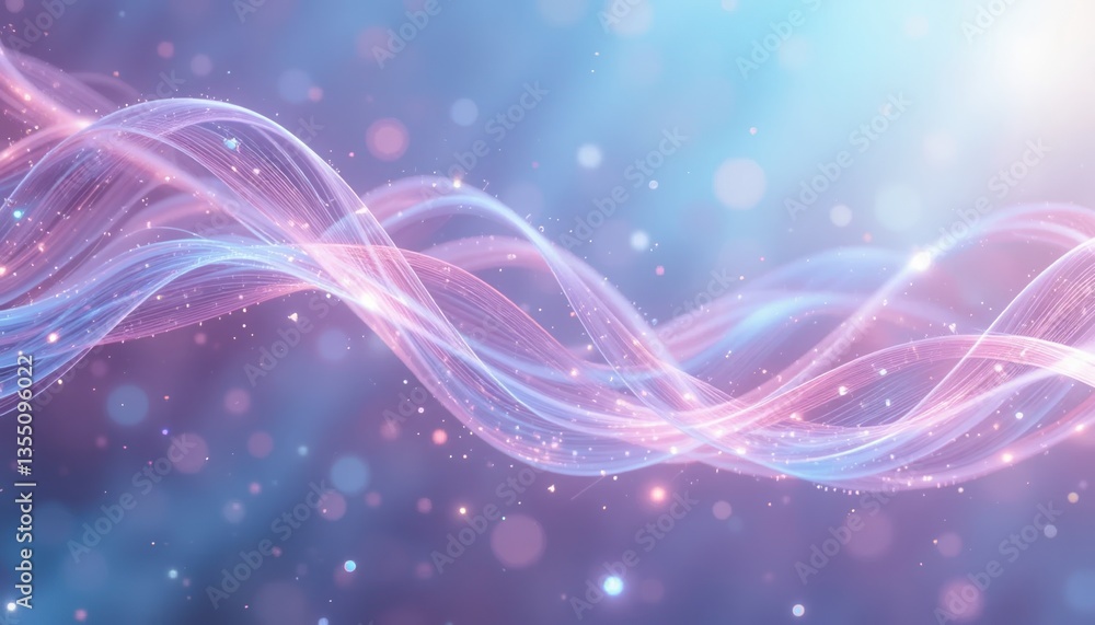 Poster dynamic flowing waves of colorful light patterns abstract digital art vibrant colors ethereal enviro
