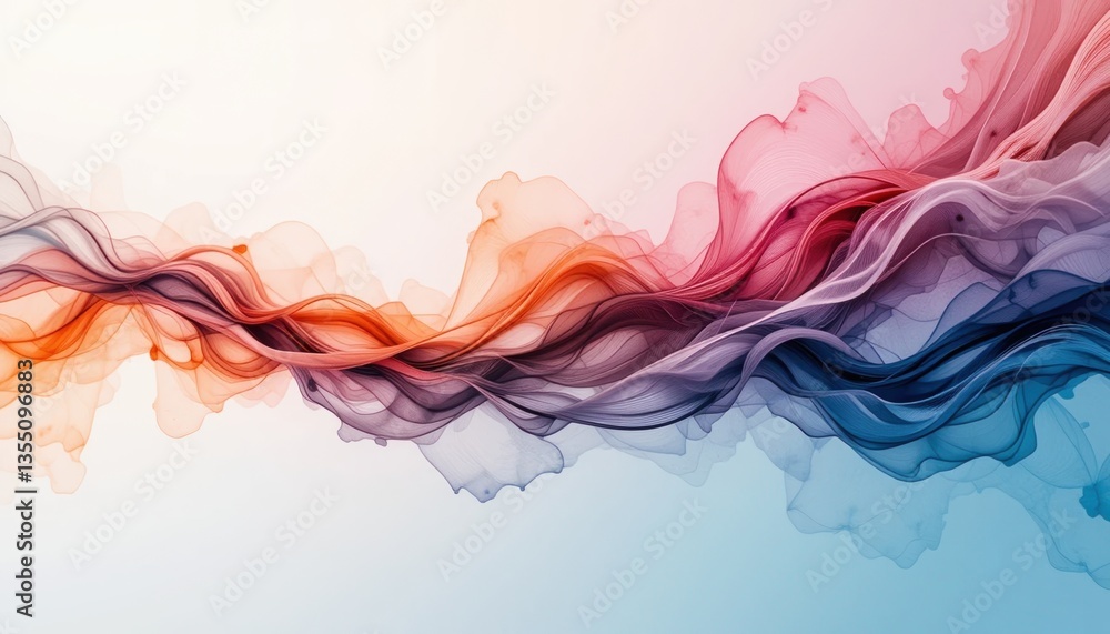 Aufkleber dynamic color waves abstract art digital background fluid motion soft tones vibrant palette for mode