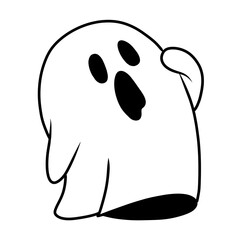 funny cute ghost angry black white cartoon vektor illustration