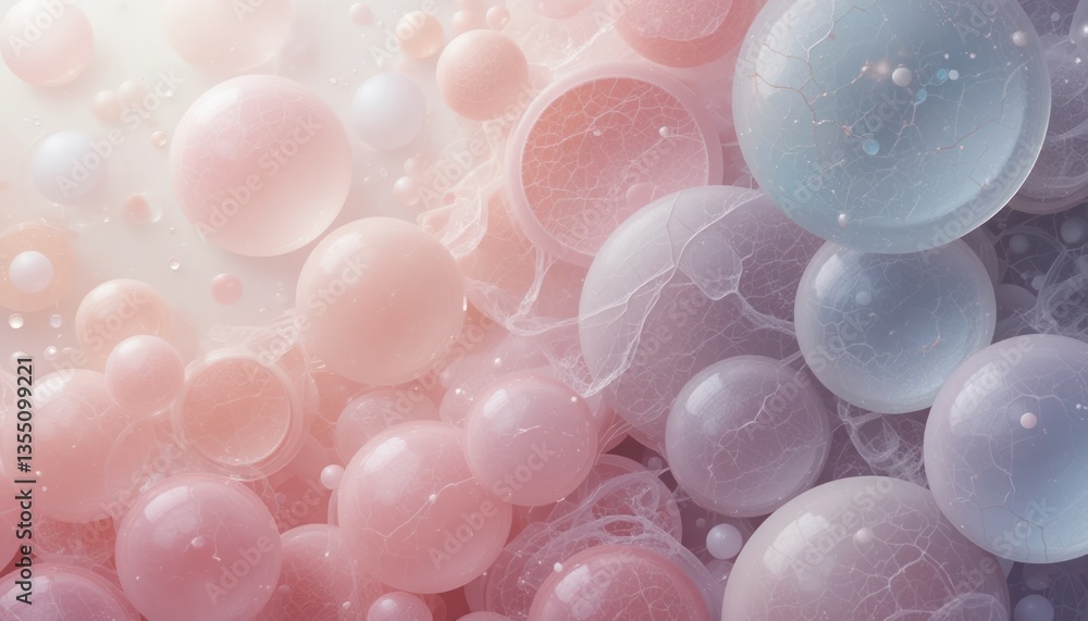 Aufkleber Exploring ethereal bubble patterns abstract art digital design soft pastel palette aerial view creative concept