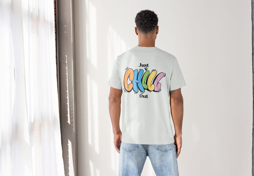 Mockup of a Back View of a Casual T-Shirt Design