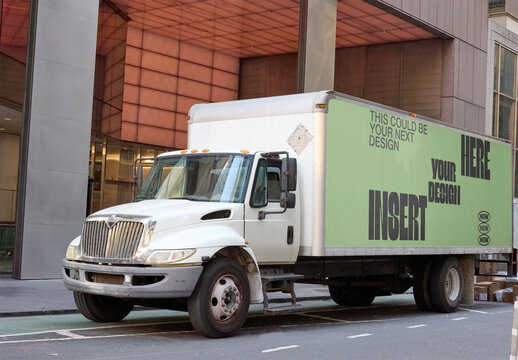 Urban New York Delivery Truck Mockup for Design and Branding Use
