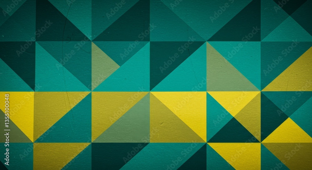 Poster geometric teal and gold triangle pattern - abstract background featuring a repeating pattern of teal