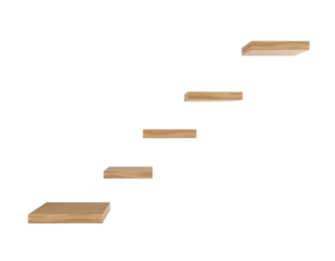 Wooden Floating Shelves in Staircase Arrangement