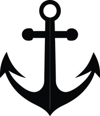 Minimalist Black Anchor Isolated on White Background Nautical Symbolism