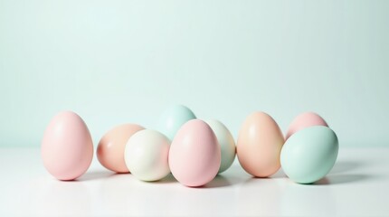 Pile of Pastel Easter Eggs on White Background