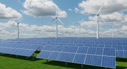 Green Energy: Solar and Wind Power Synergy - Clean renewable energy, sustainable power, environmental conservation, eco-friendly technology, future energy solutions