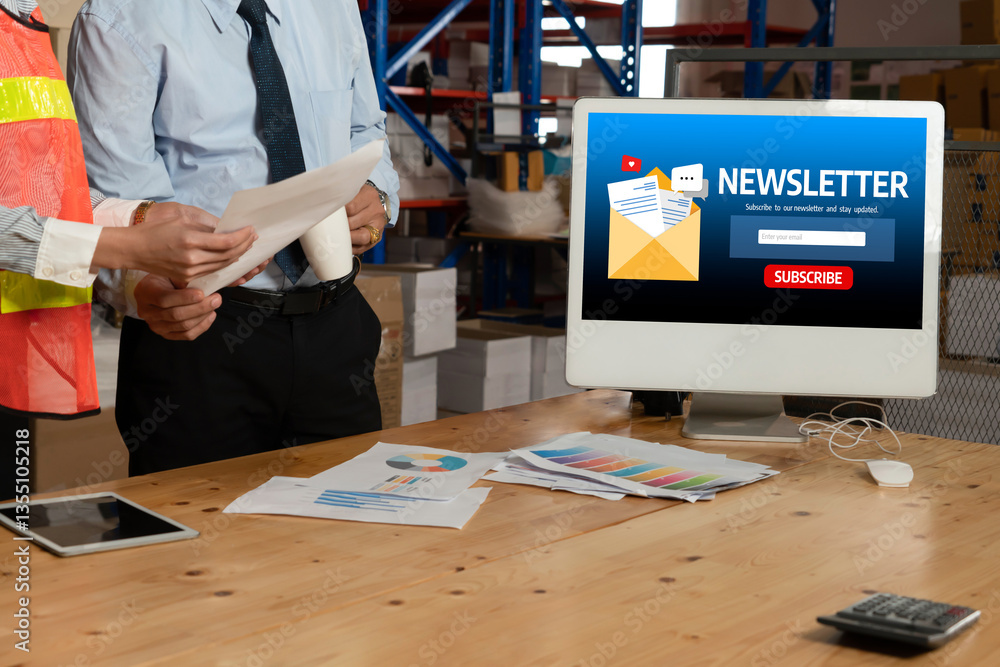 Poster newsletter signup page on computer for customer to subscribe snugly newsletter update information to