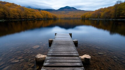Fototapeta premium Serene Autumnal Lake Scene