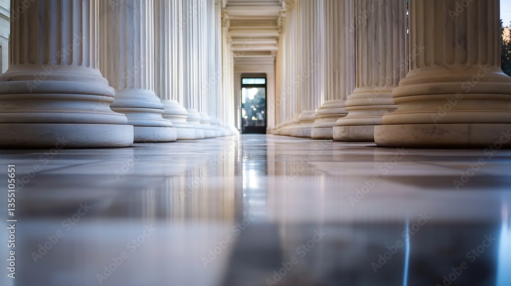 Aufkleber Elegant view of classic architecture with tall columns and polished floor in historic building : Generative AI