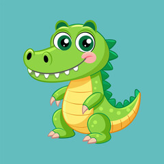 Cute cartoon crocodile smiles broadly.
