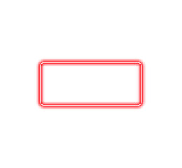 Neon rectangle frame red color isolated on transparent background. Glowing neon border with empty copy space Glow banner, mockup, template. Neon sign for decoration, design elements
