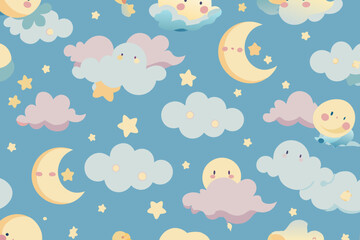 Cute night sky pattern for kids.