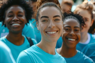 Diverse group of volunteers at community charity event