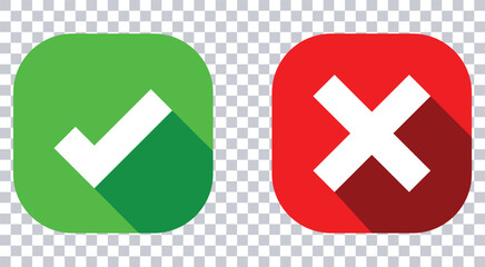 Obraz premium Right or wrong icons. Green tick and red cross checkmarks. Yes or no symbol, approved or rejected. tick mark icon button set. 