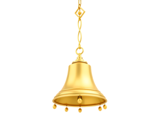 Golden ornate bell, isolated with a transparent background