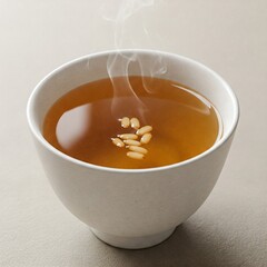 Korean Traditional Pine Nut Tea (Jat Cha) in a Ceramic Cup