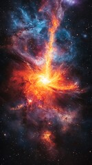 Cosmic Nebula Exploding in Deep Space.