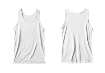 Blank white tank top, front and back views.  Features a simple, sleeveless design.  Lightweight and breathable