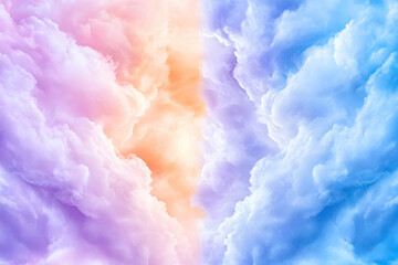 Fototapeta premium Pastel Cloudscape Dreamy Sky, Soft Hues, Light