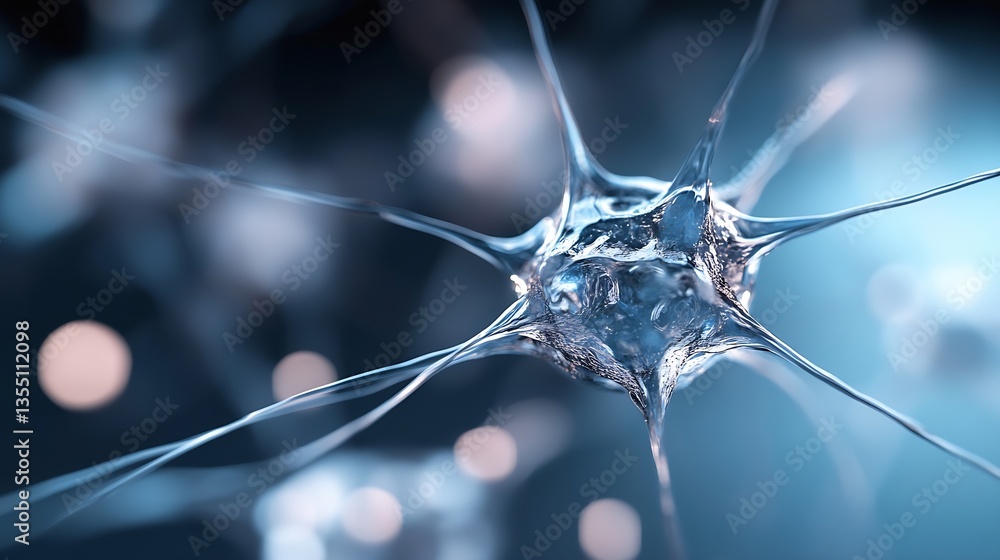 Aufkleber Close up view of a digital rendering of a neuron highlighting the complexity of the human brain and connectivity : Generative AI