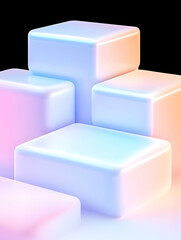 Obraz premium Pastel cubes, abstract display, smooth surface, 3D render