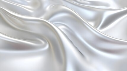 Obraz premium Smooth White Silk Fabric Draped Elegantly Creating Abstract Wavy Texture and Shiny Reflection