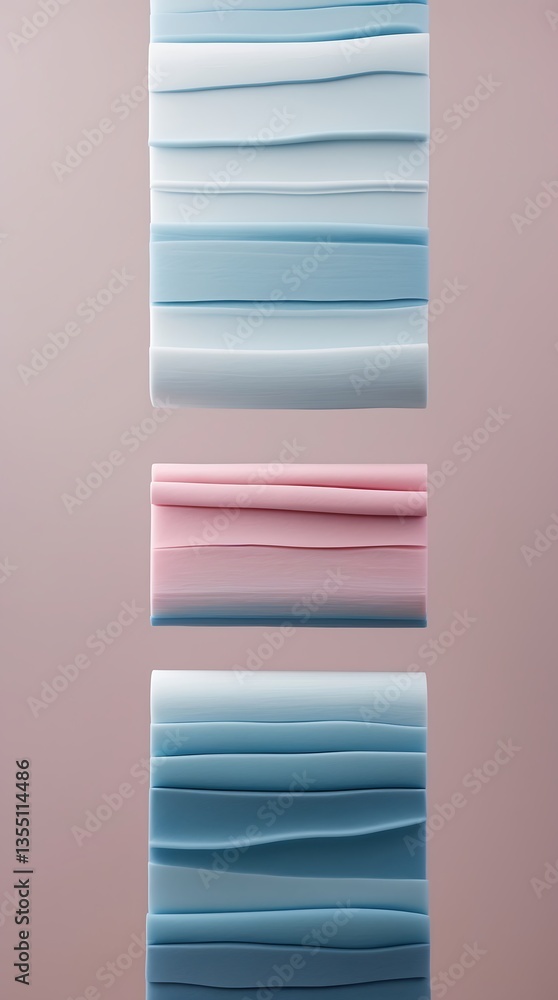 Poster minimalist abstract design with horizontal layers in soft pastel colors