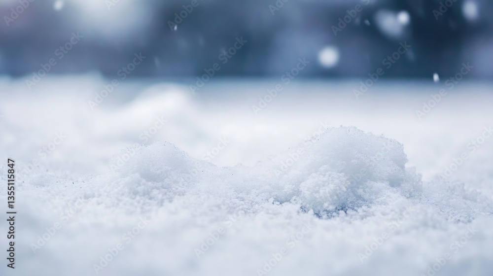 Aufkleber close up view of pure white snowflakes gently falling on a smooth surface : generative ai