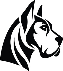 Boxer Dog Head Vector Black and White Tribal Tattoo Design